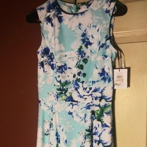 Calvin Klein SLEEVELESS FLORAL PRINT SCUBA DRESS